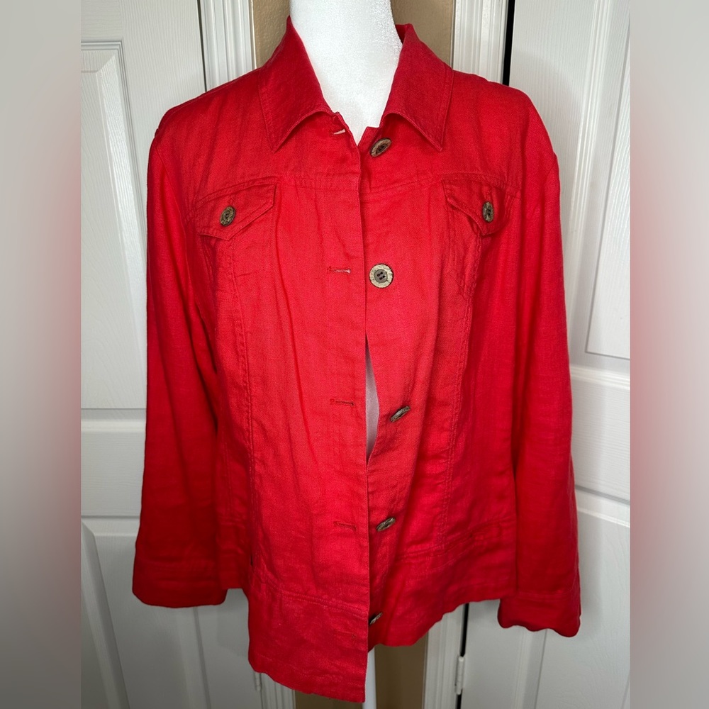 Chico's Red Button-Front Jacket